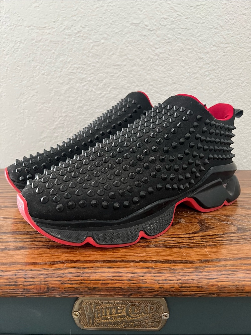 Christian Louboutin Black Neoprene Spike Sock Sneaker Shoe 43 US 10